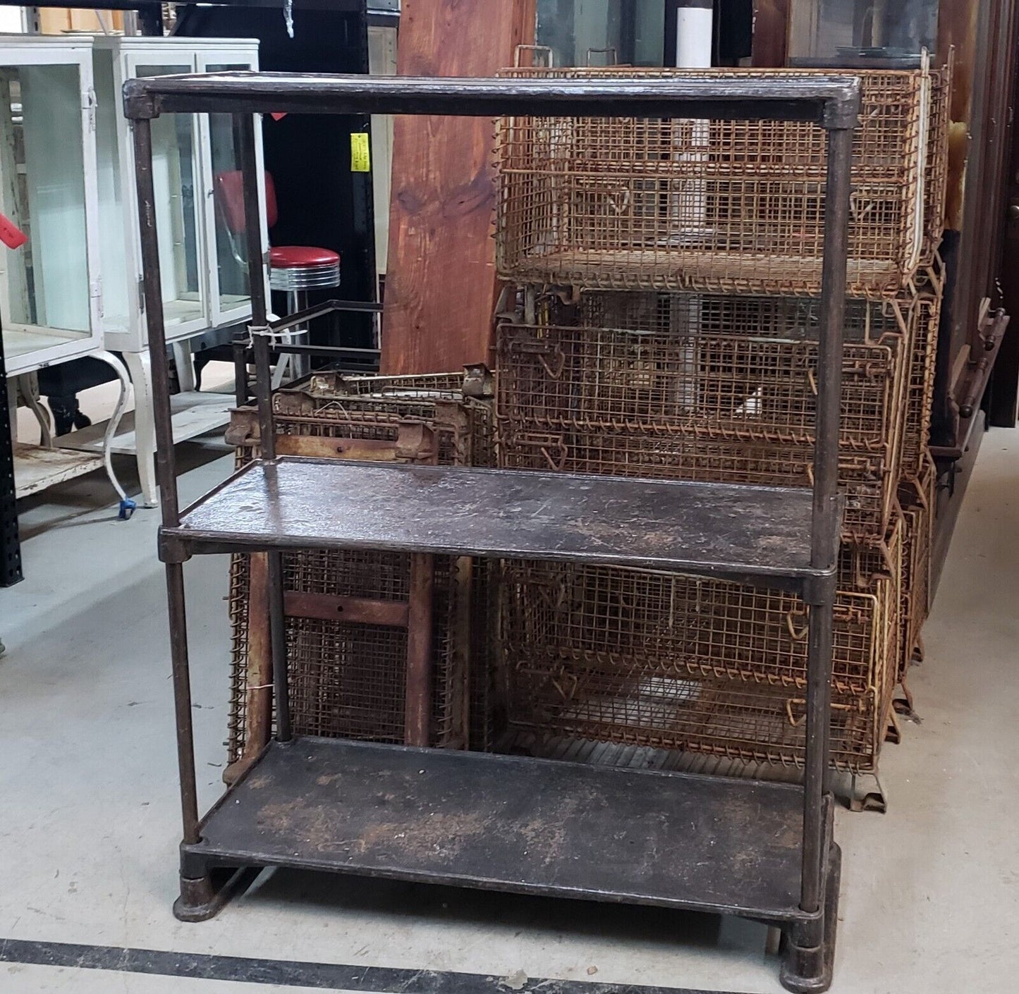 Salvaged Factory Cast Iron Three Tiered Etagere Shelf