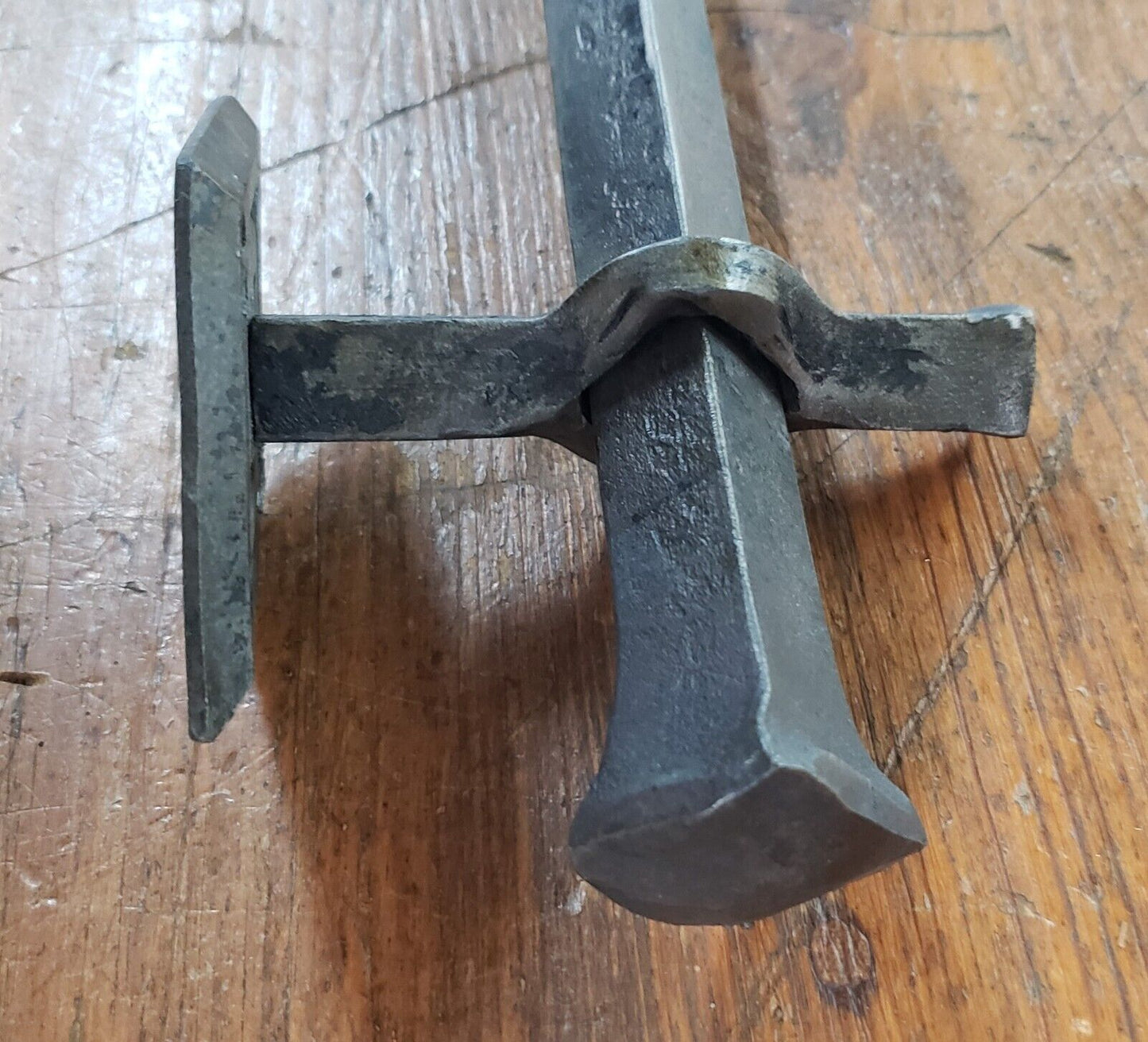 Pair of Hand Forged Steel Door Pulls with Diamond Shaped Back Plates GA9853