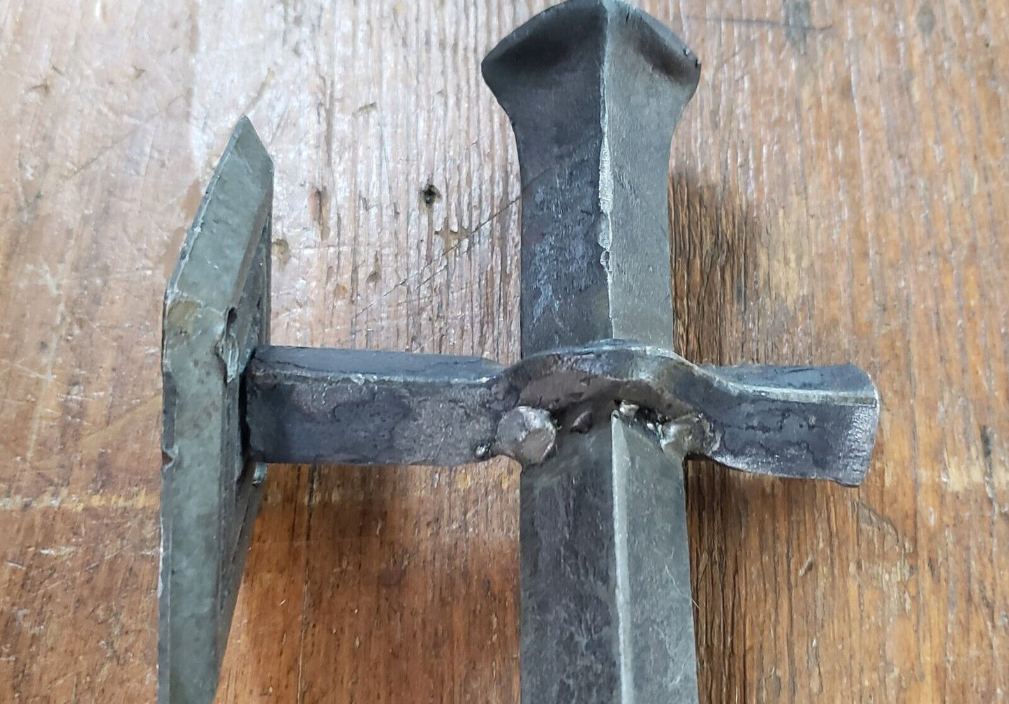 Pair of Hand Forged Steel Door Pulls with Diamond Shaped Back Plates GA9853