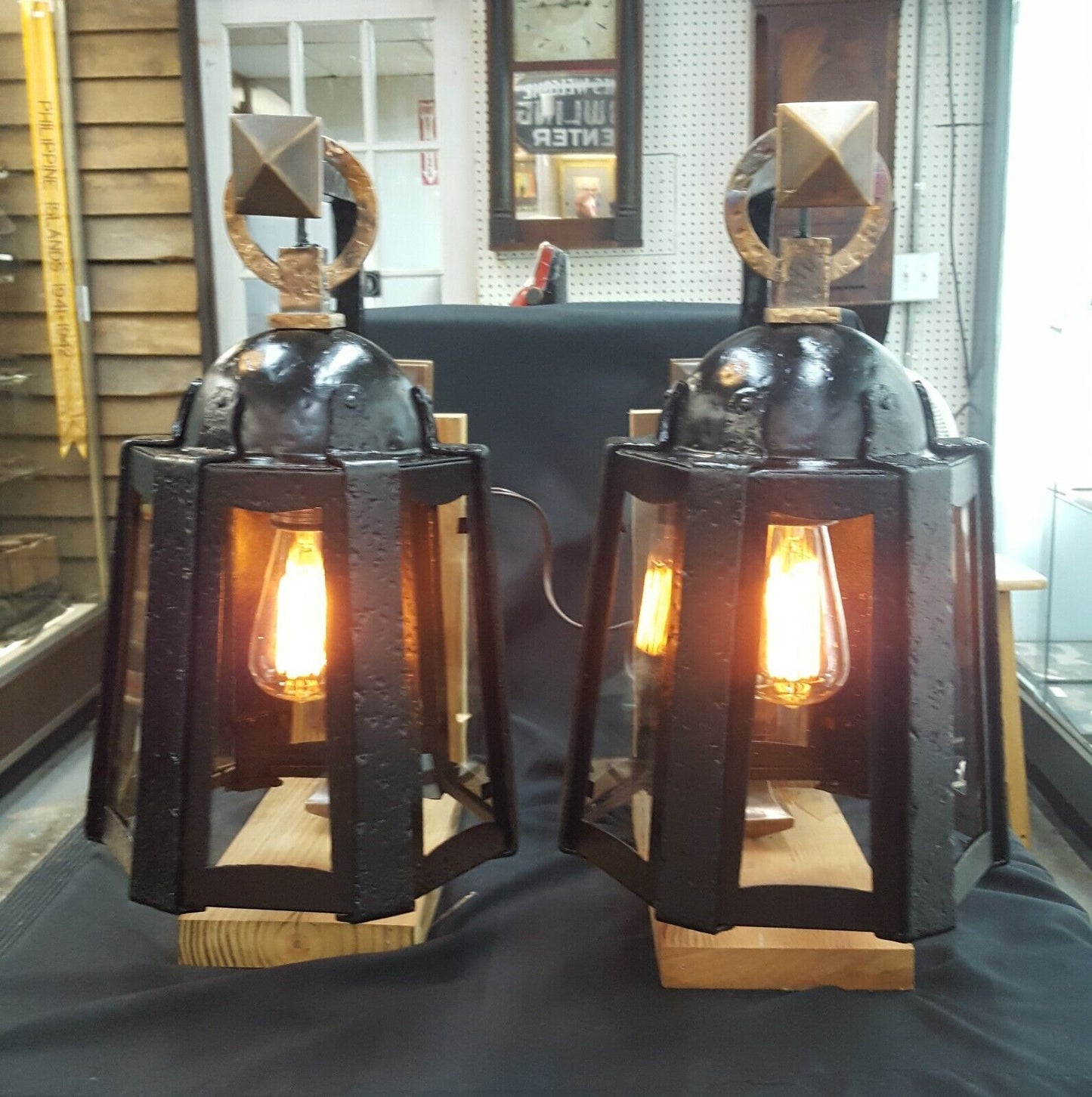 Very Large Restored Antique Cast Iron Outdoor Wall Sconces GA704