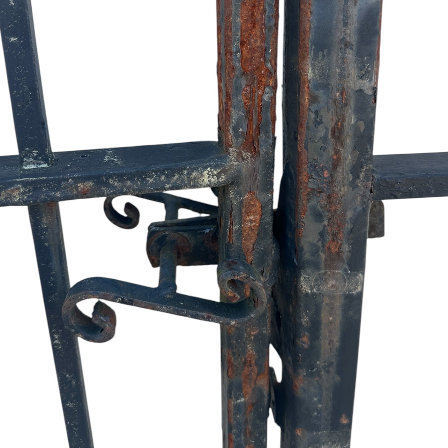 Antique Wrought Iron Entrance Gate Pair w/ Latch GA20907