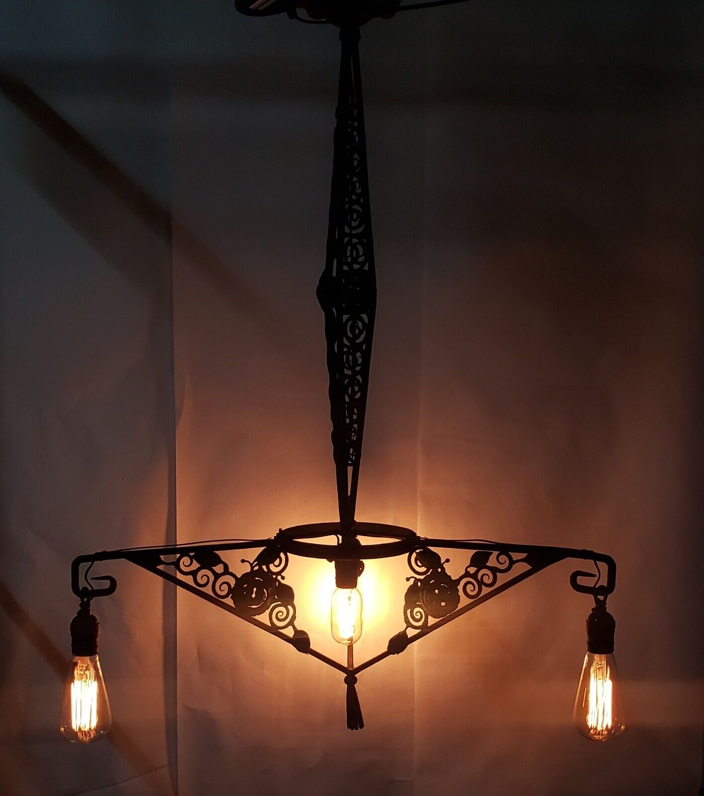 Ornate Black Wrought Iron 4 Light Chandelier 38 1/2" x 26 1/2" #GA9183