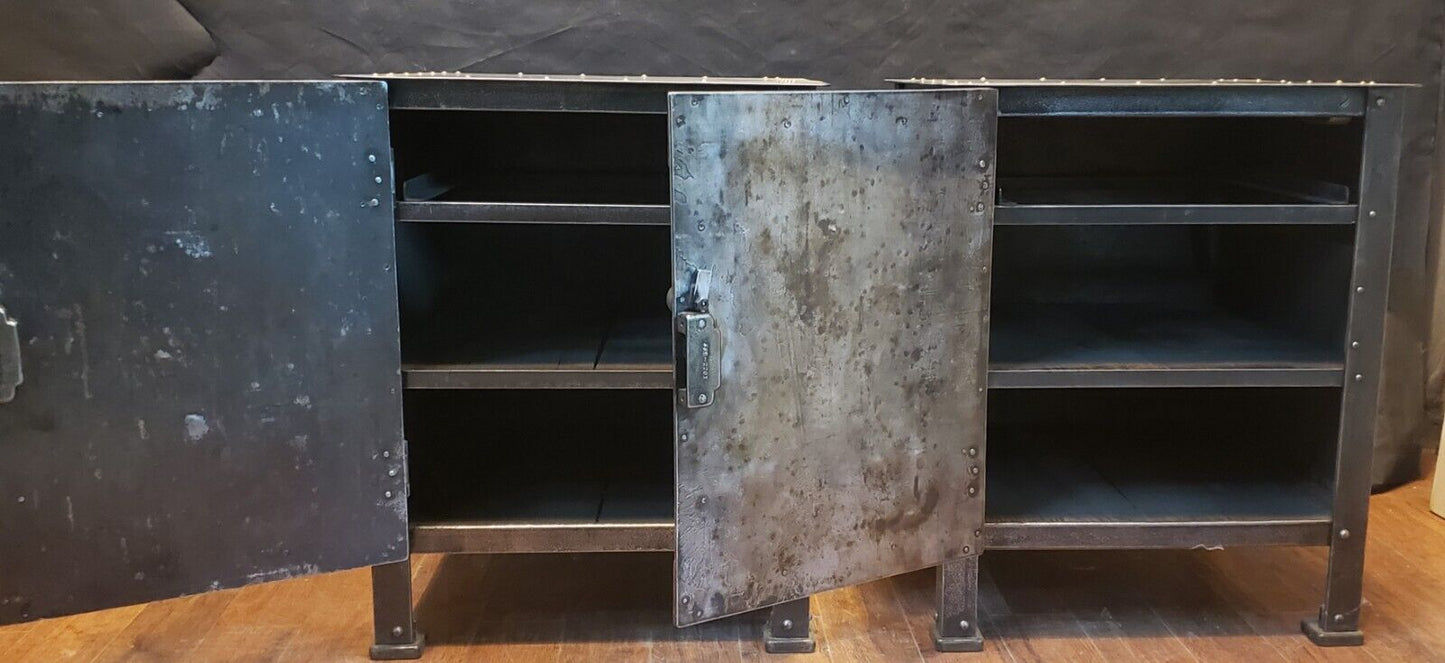 Late 1800's Pair of Shop Made Riveted Machinist Cabinets