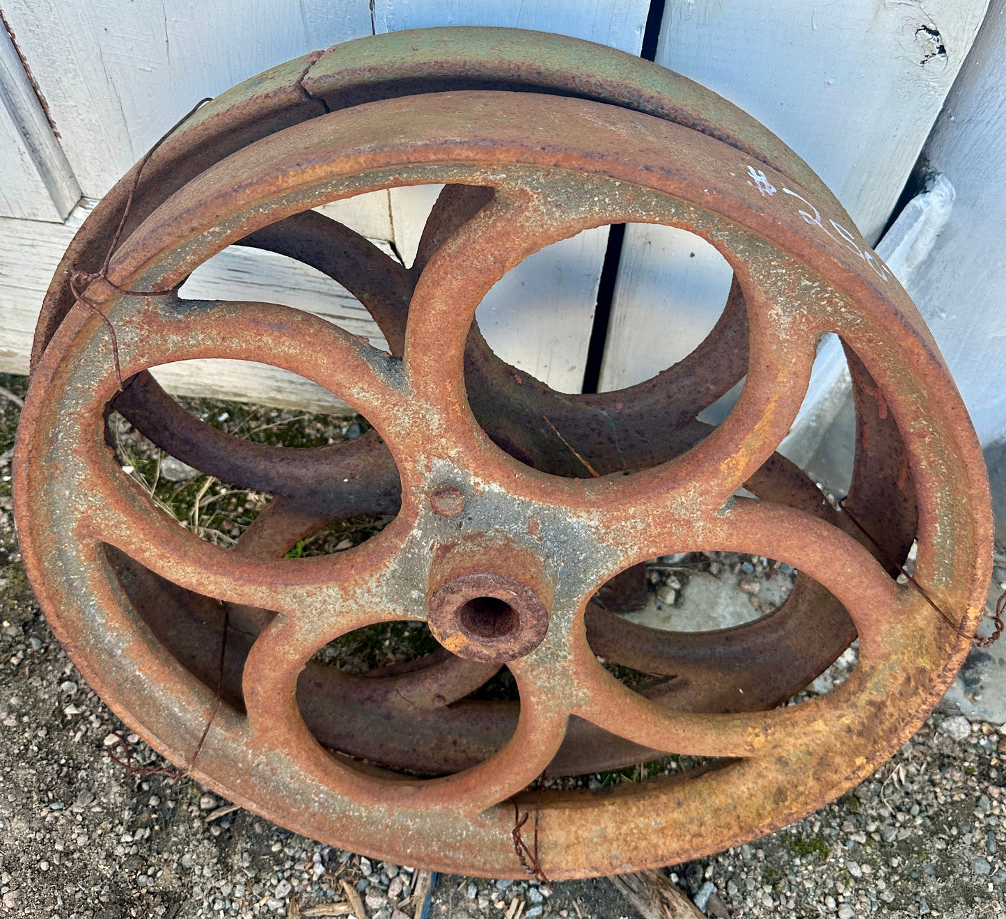 Pair of Industrial Cast Iron Cart Wheels GA20925