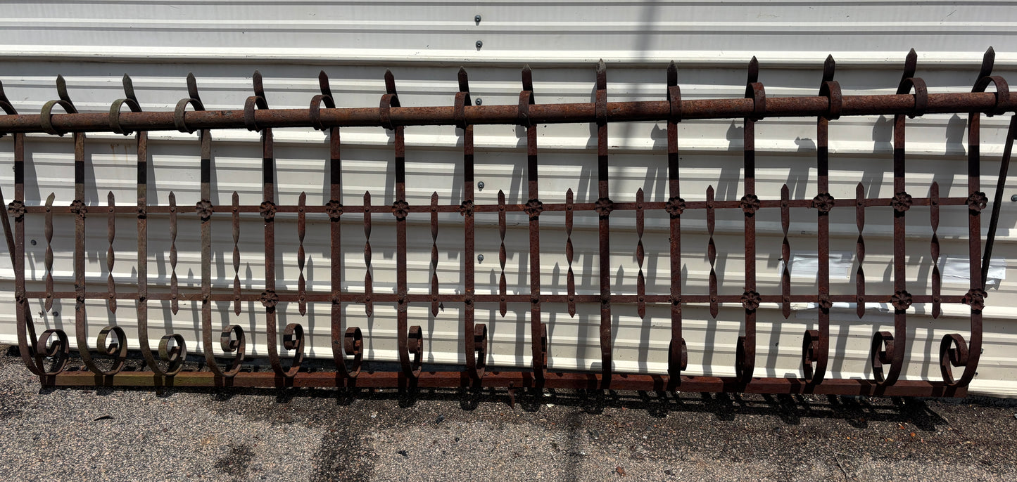 32 Feet of Iron Fence Panels with Pressed Tin Rosettes GA21366