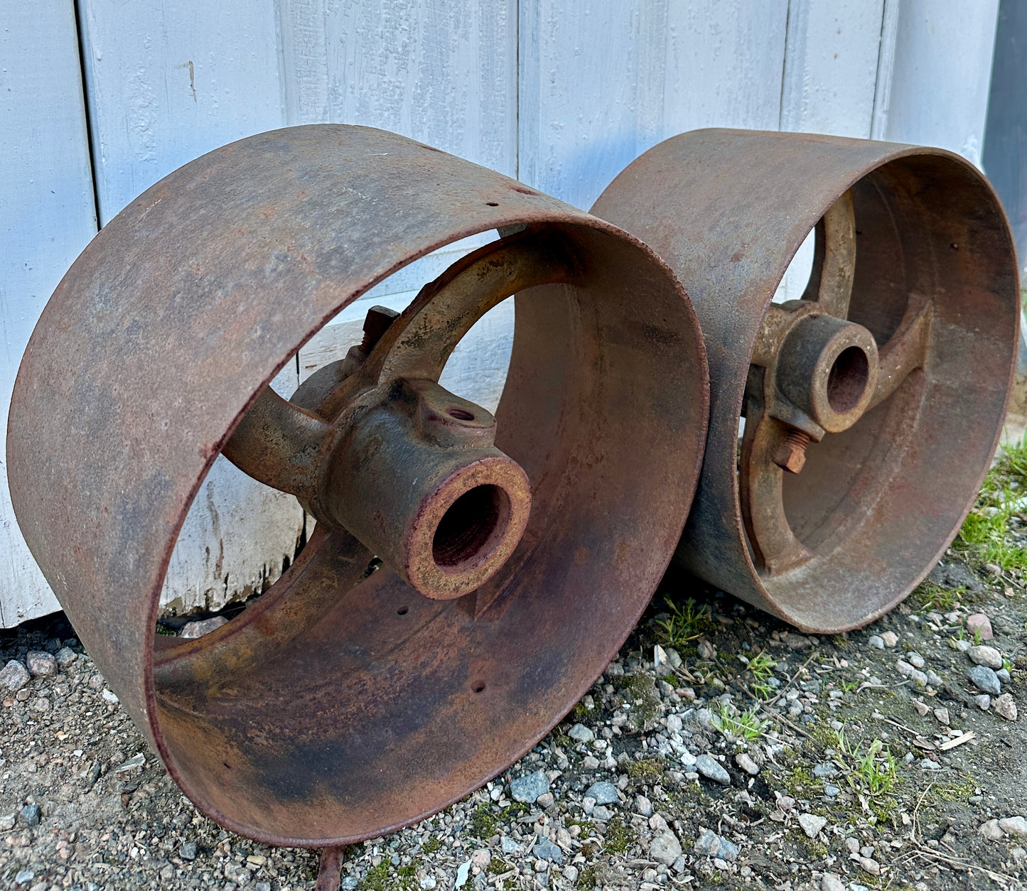 Pair of Industrial Cast Iron Cart Wheels GA20929