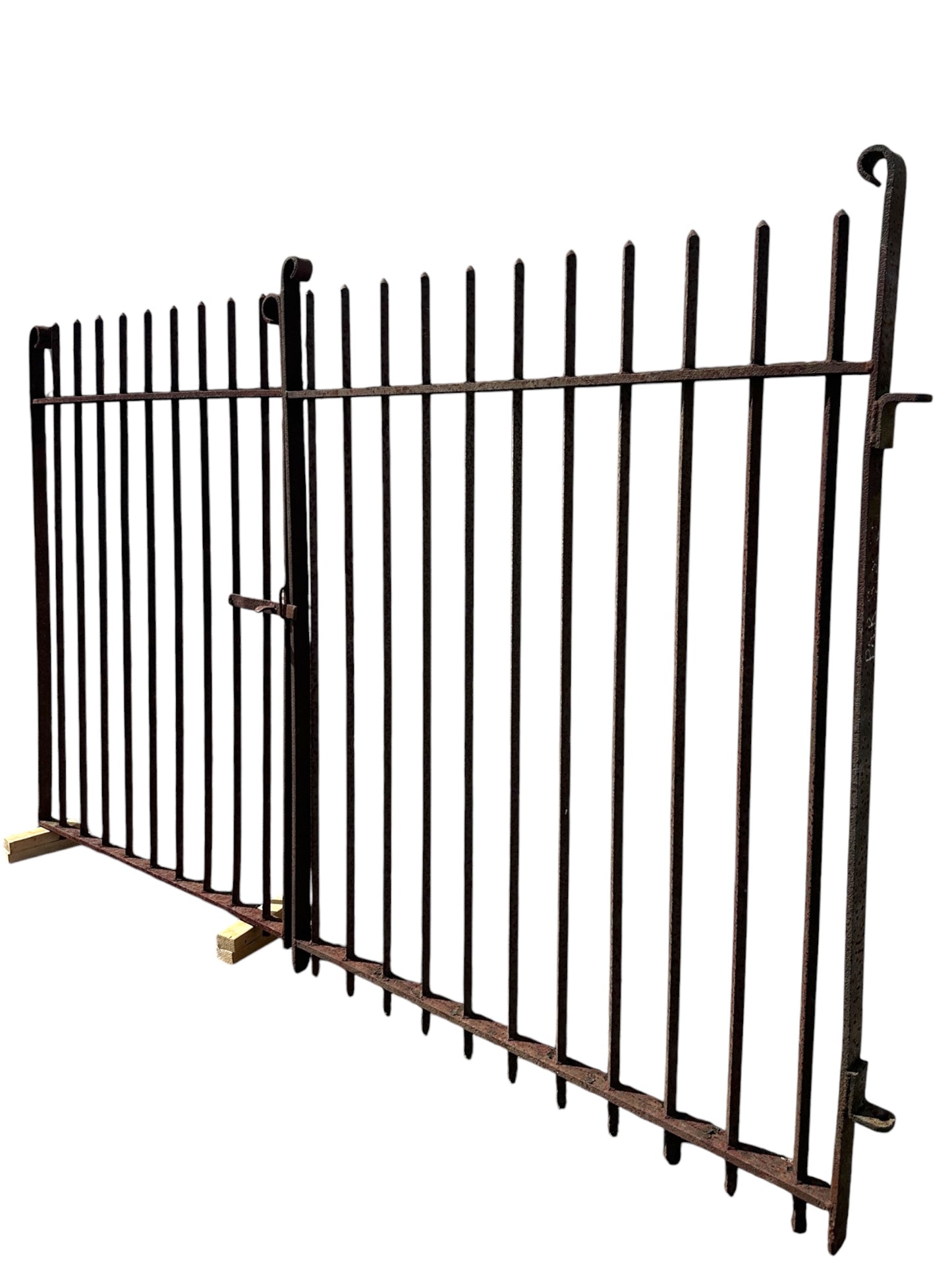 Antique Wrought Iron Entrance Gate Pair w/ Latch GA21041