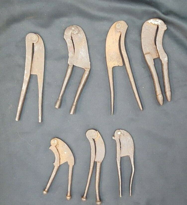 Set of 7 1800's Betel Iron Nut Cutters