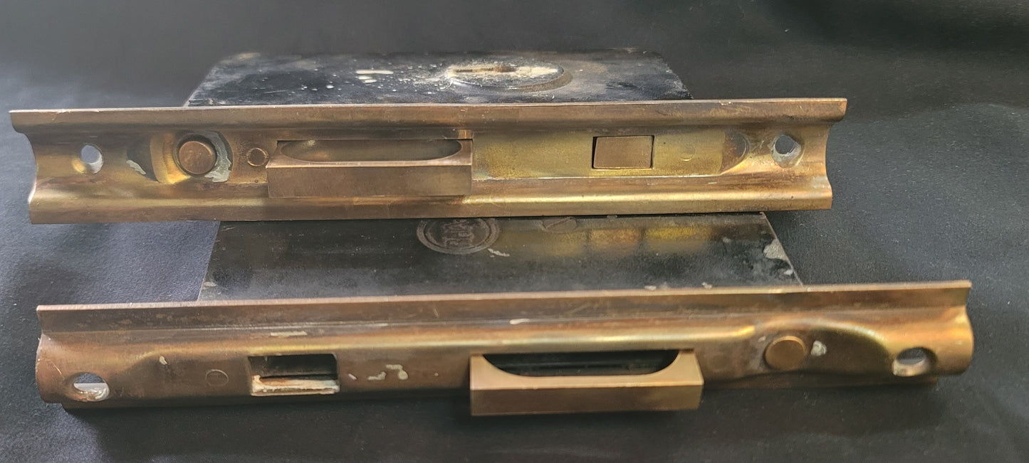 Vintage Brass Pocket Door Lock Set FP 7 3/4" x 5 5/16" x 3 1/2" GS01039