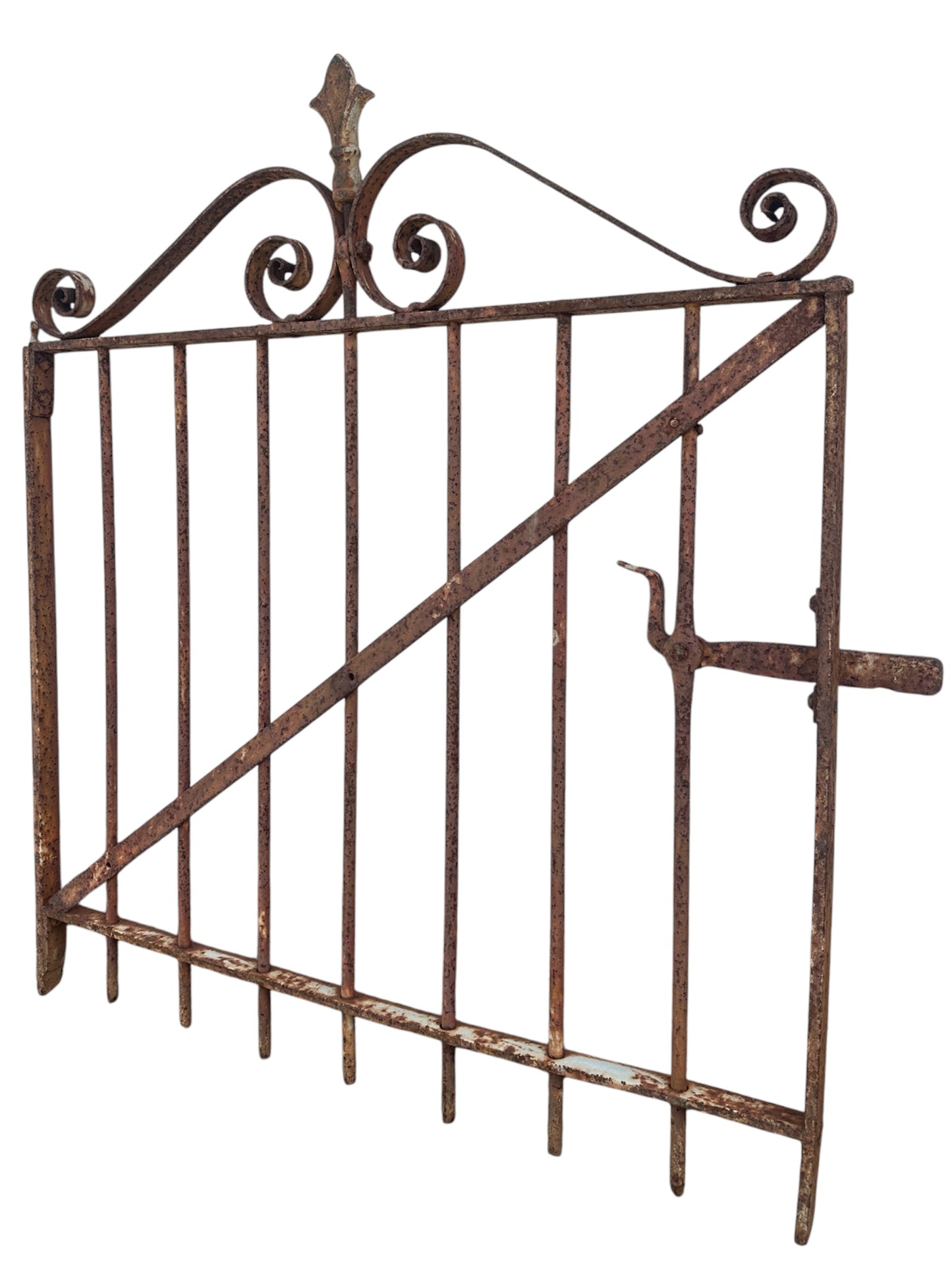 Antique Wrought Iron Arch Top Garden Gate - 34.5" W x 37.5" T - GA20973