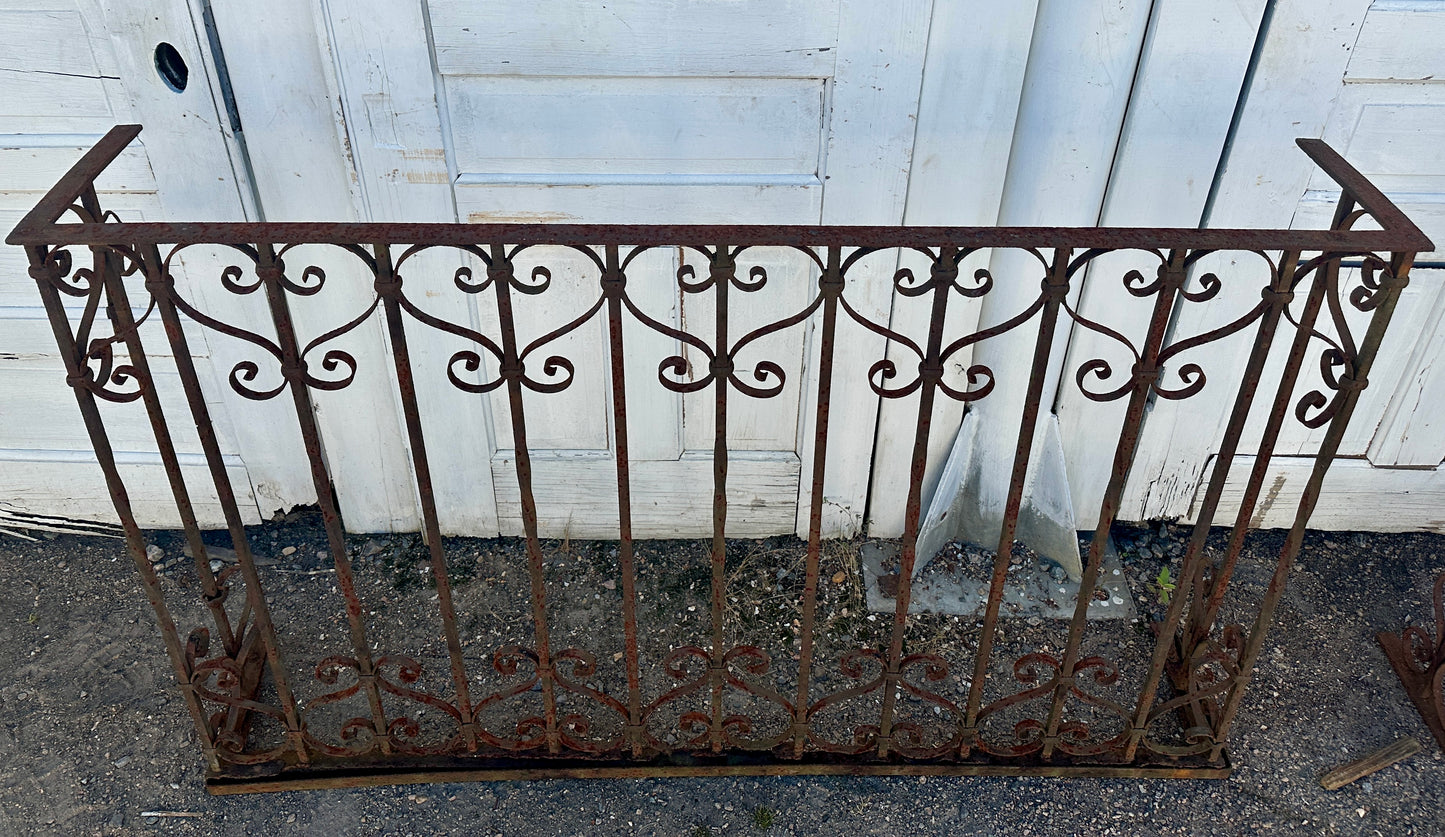 Set of 2 Three-Sided Antique Wrought Iron Balcony Railings GA20513