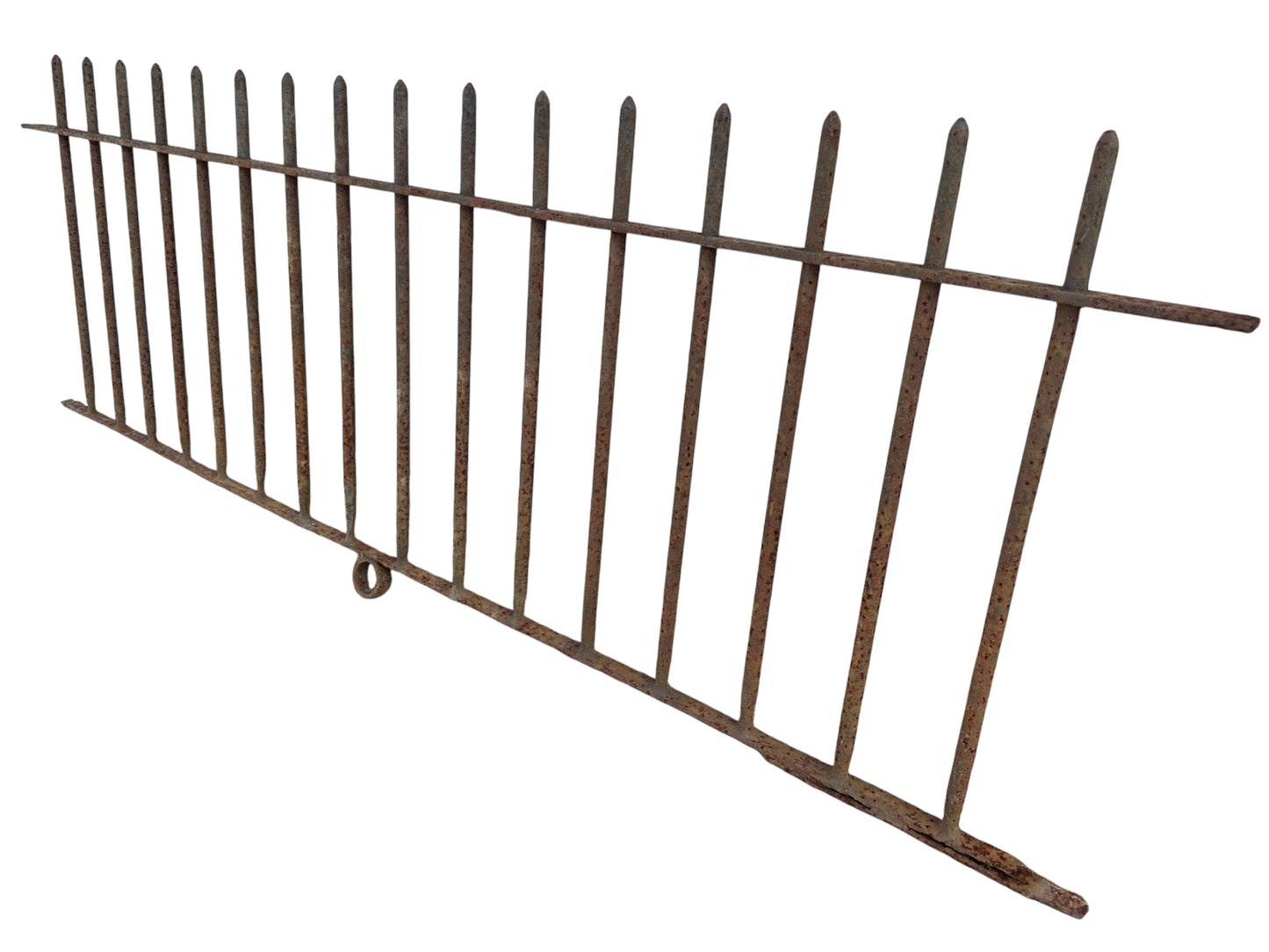 Antique Wrought Iron Picketed Fencing - 7 Ft Long x 27.75" Tall - GA21002