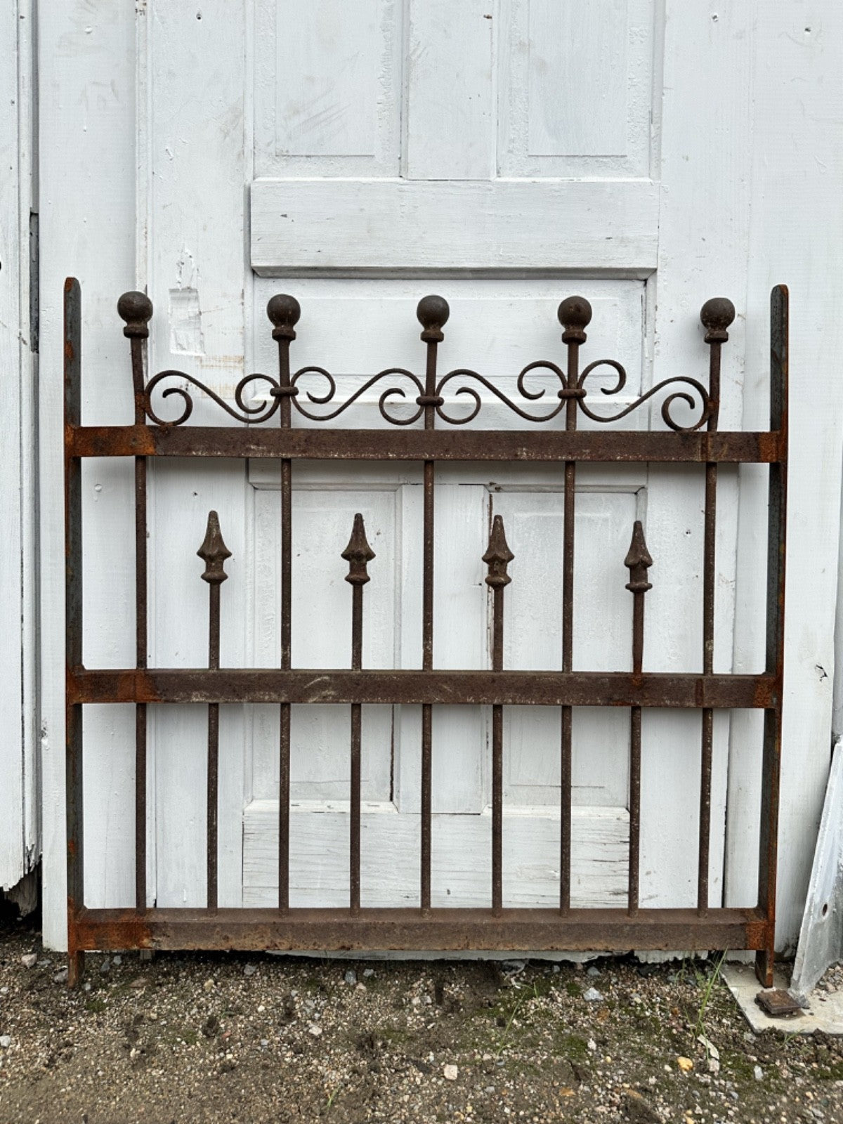 Antique Iron Garden Gate w/ Ball Finials GA20258