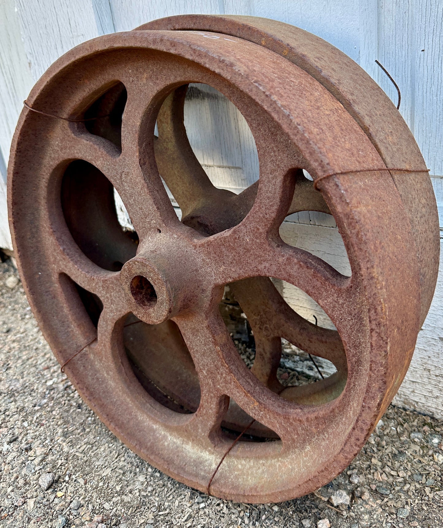 Pair of Industrial Cast Iron Cart Wheels GA20928
