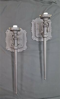 Pair of Very Large Black Cast Iron Wall Sconces