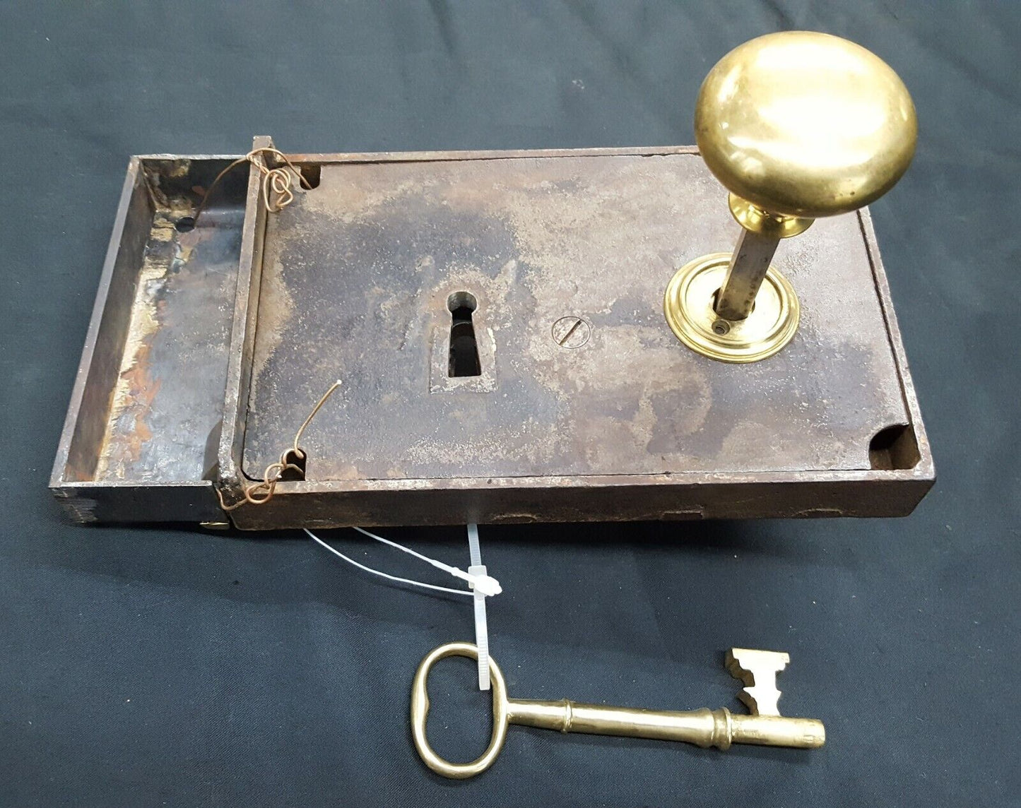 Restored 1800's Right Sided Iron & Brass Carpenter Style Lock Set