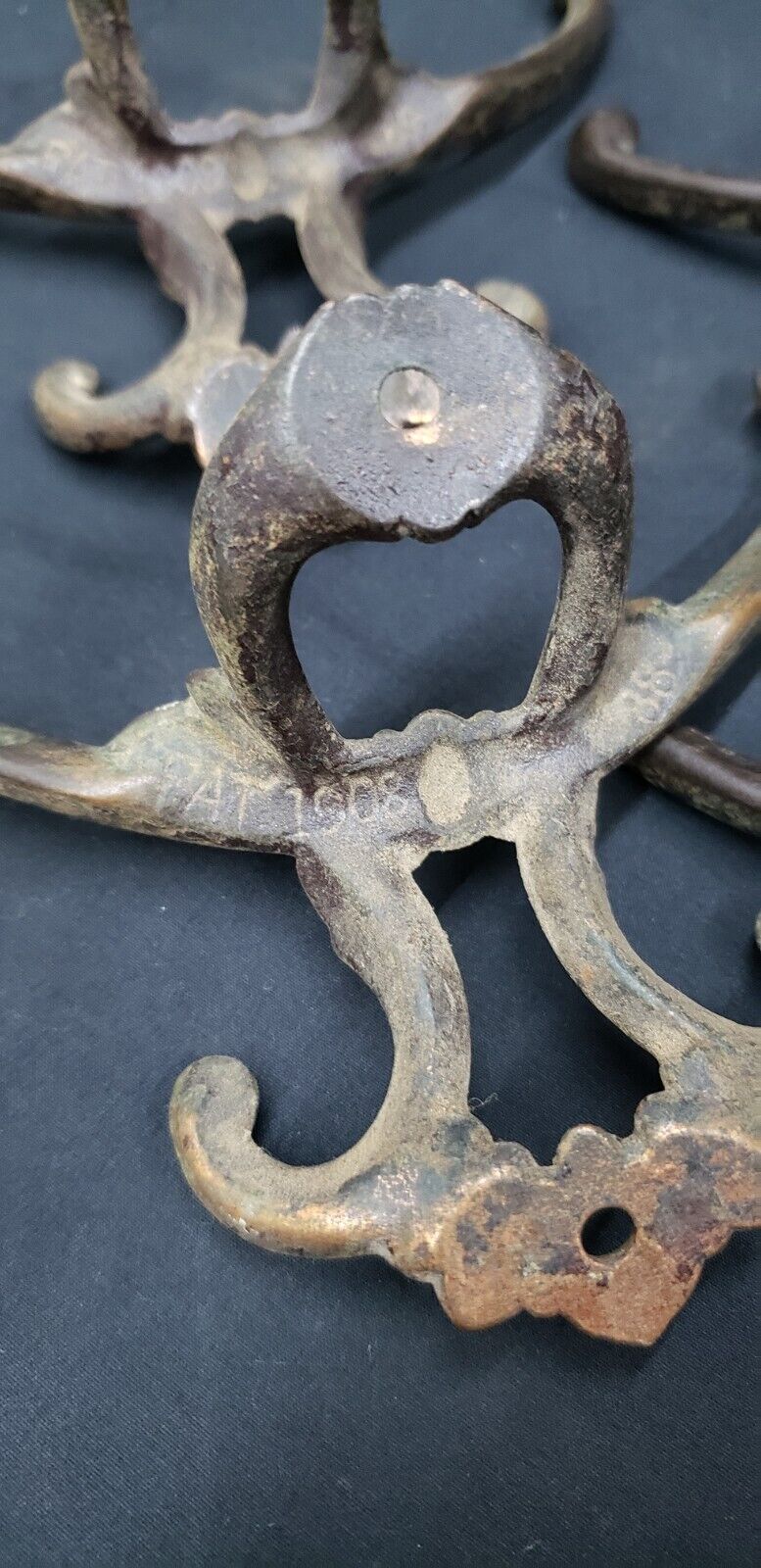 Set of 4 Victorian Cast Iron Double Hall Tree Coat Hooks