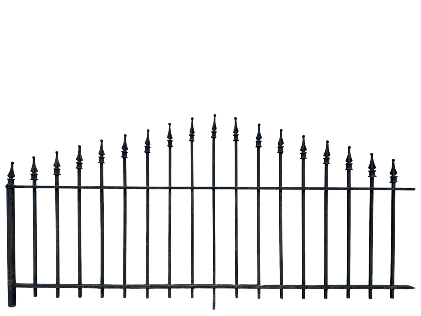 53 Ft of Antique Wrought Iron Fencing w/ Arrow Finials GA21037