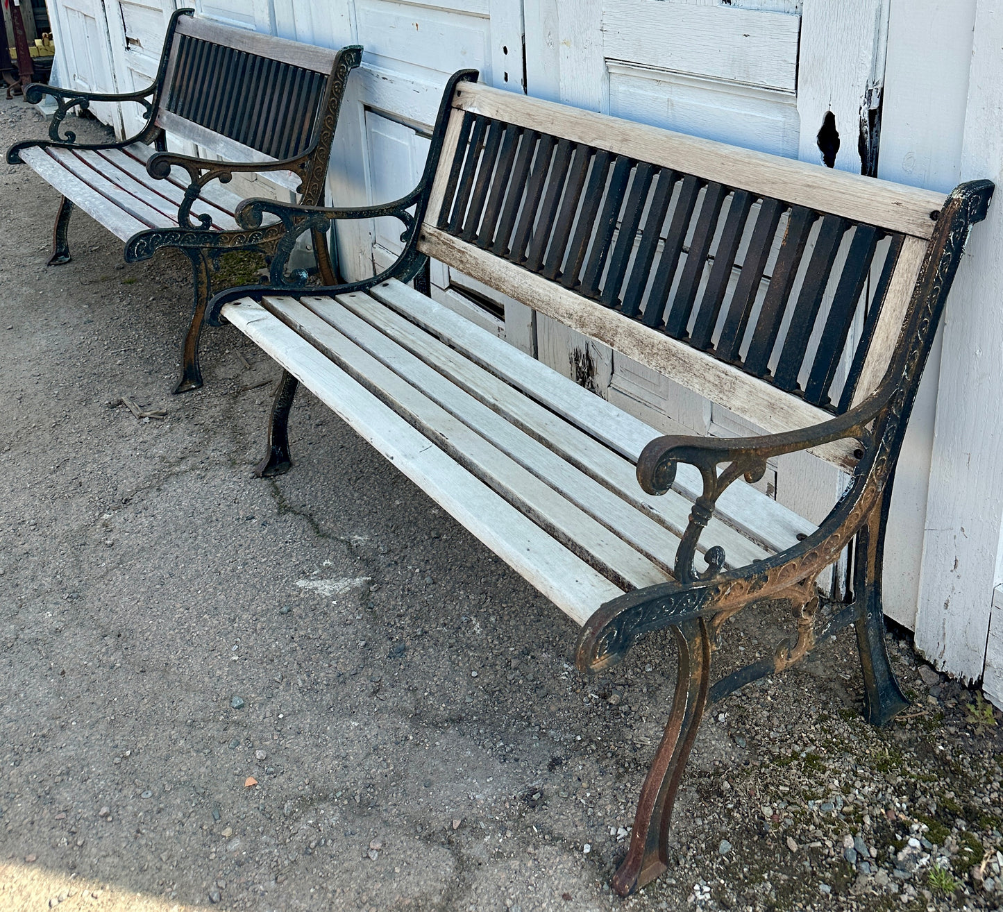 Vintage Cast Iron & Wood Park Benches - 2 Available - GA20854