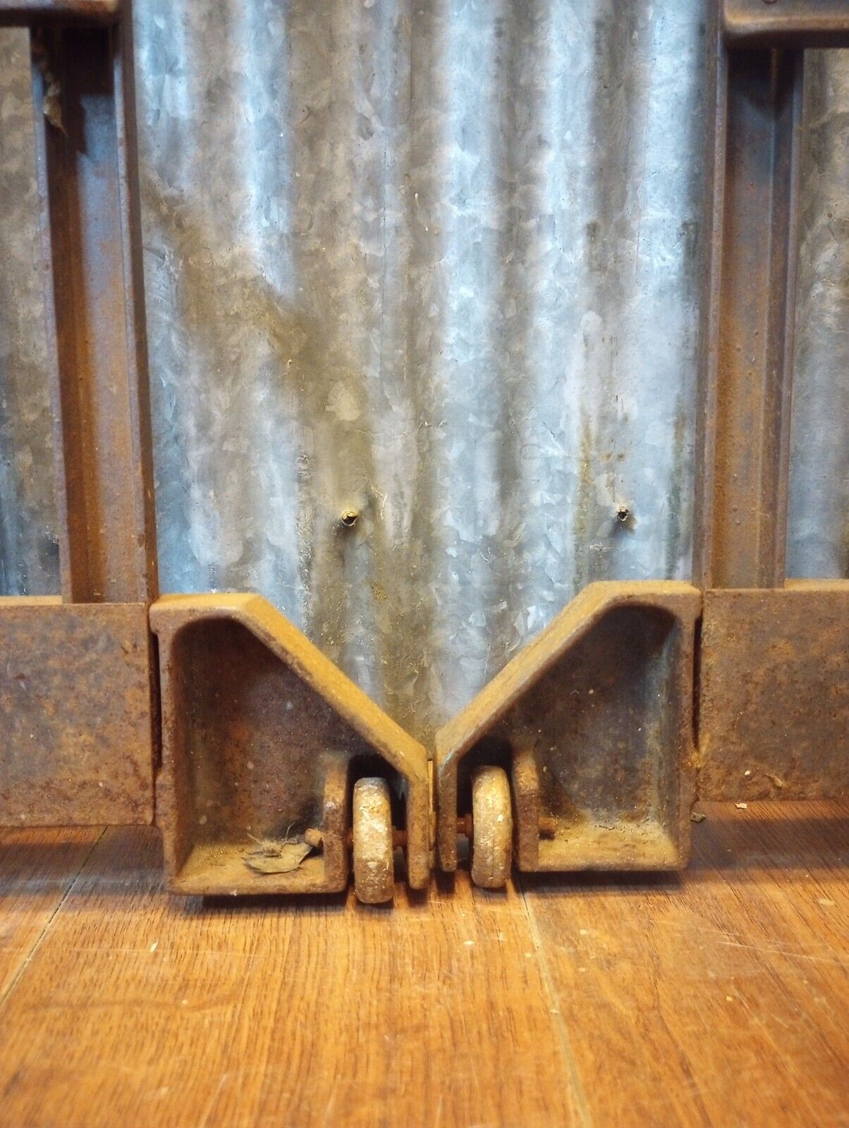Pair of Art Deco Cast Iron Machine Legs with Casters 29 5/8" Tall x 18" Wide