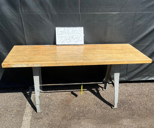 Butcher Block Table with Cast Iron Machine Legs GA10168