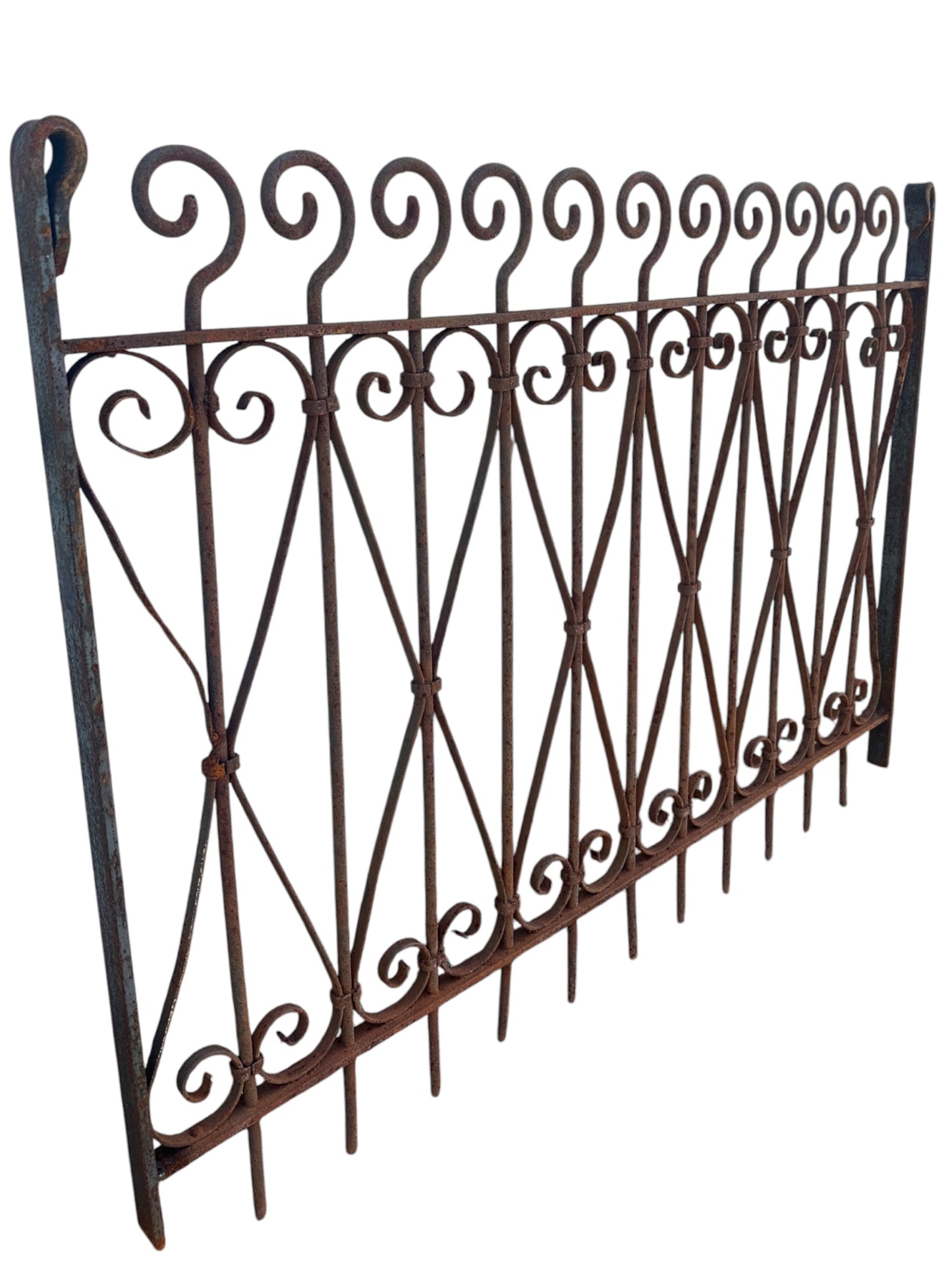 Antique Wrought Iron Garden Gate w/ Scrollwork - 46" W x 33" T - GA20974