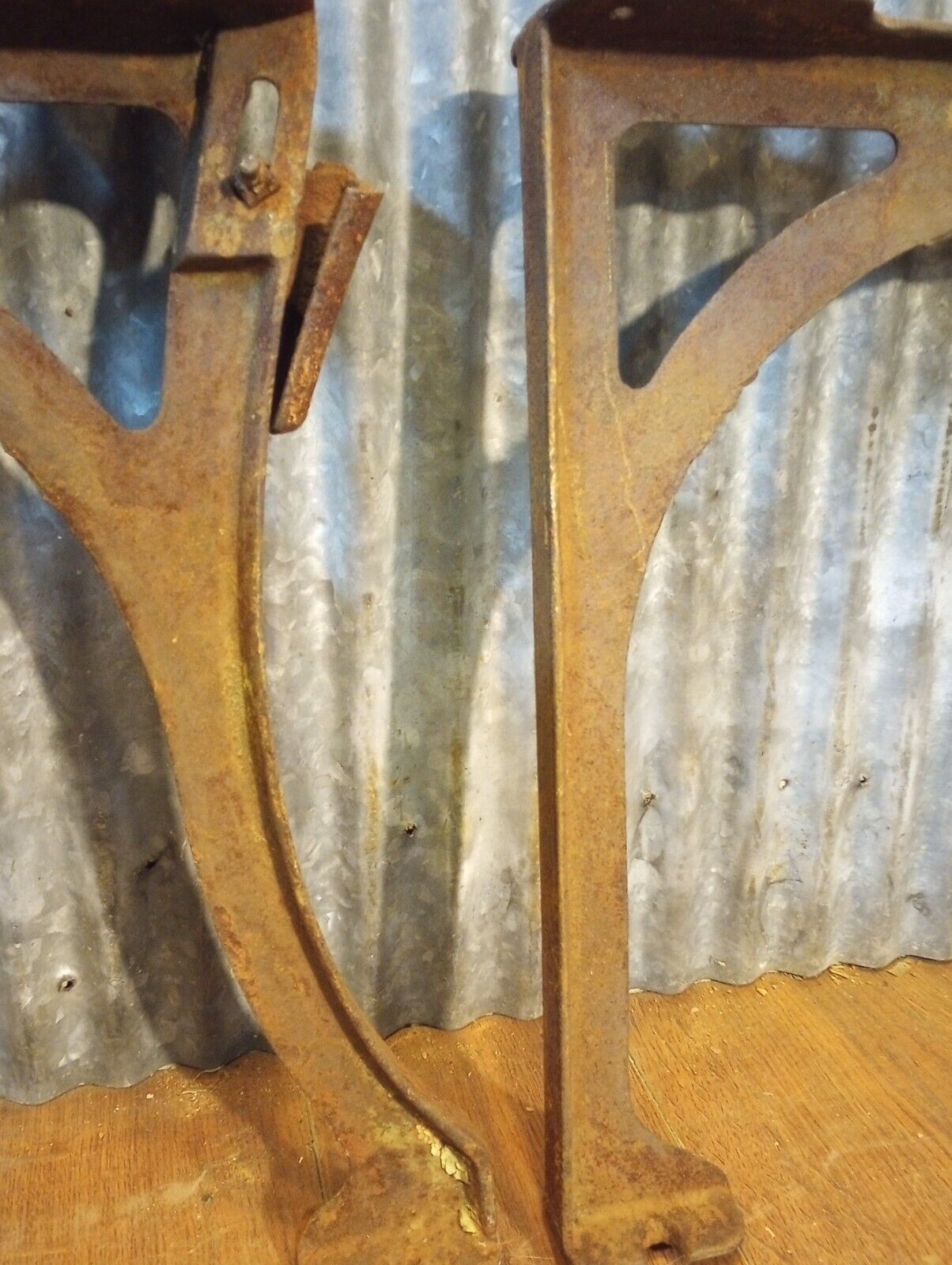 Pair of Cast Iron Art Deco Machine Legs 14 1/4" Tall x 17" Wide