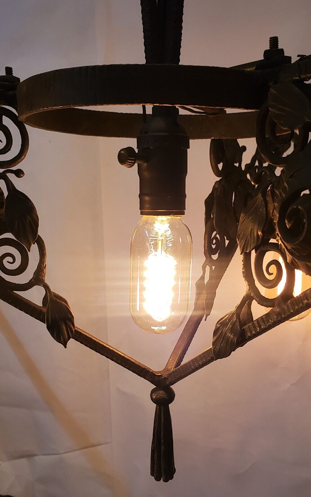 Ornate Black Wrought Iron 4 Light Chandelier 38 1/2" x 26 1/2" #GA9183