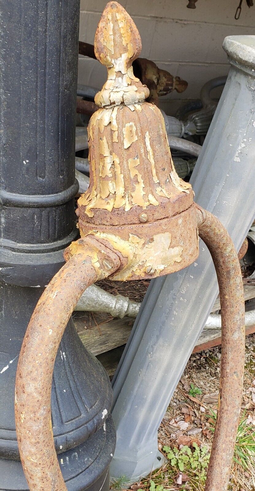 Vintage GE Cast Iron Halo Pole Top Light Fixture Frame 45" x 20" GS00363
