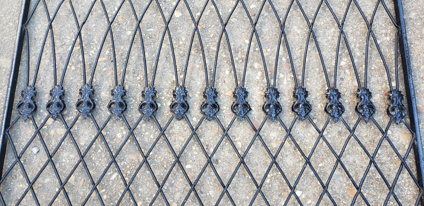 Restored Ornate Arched Top Wrought Iron Gate Panel 37" Wide x 45" Tall GA9869