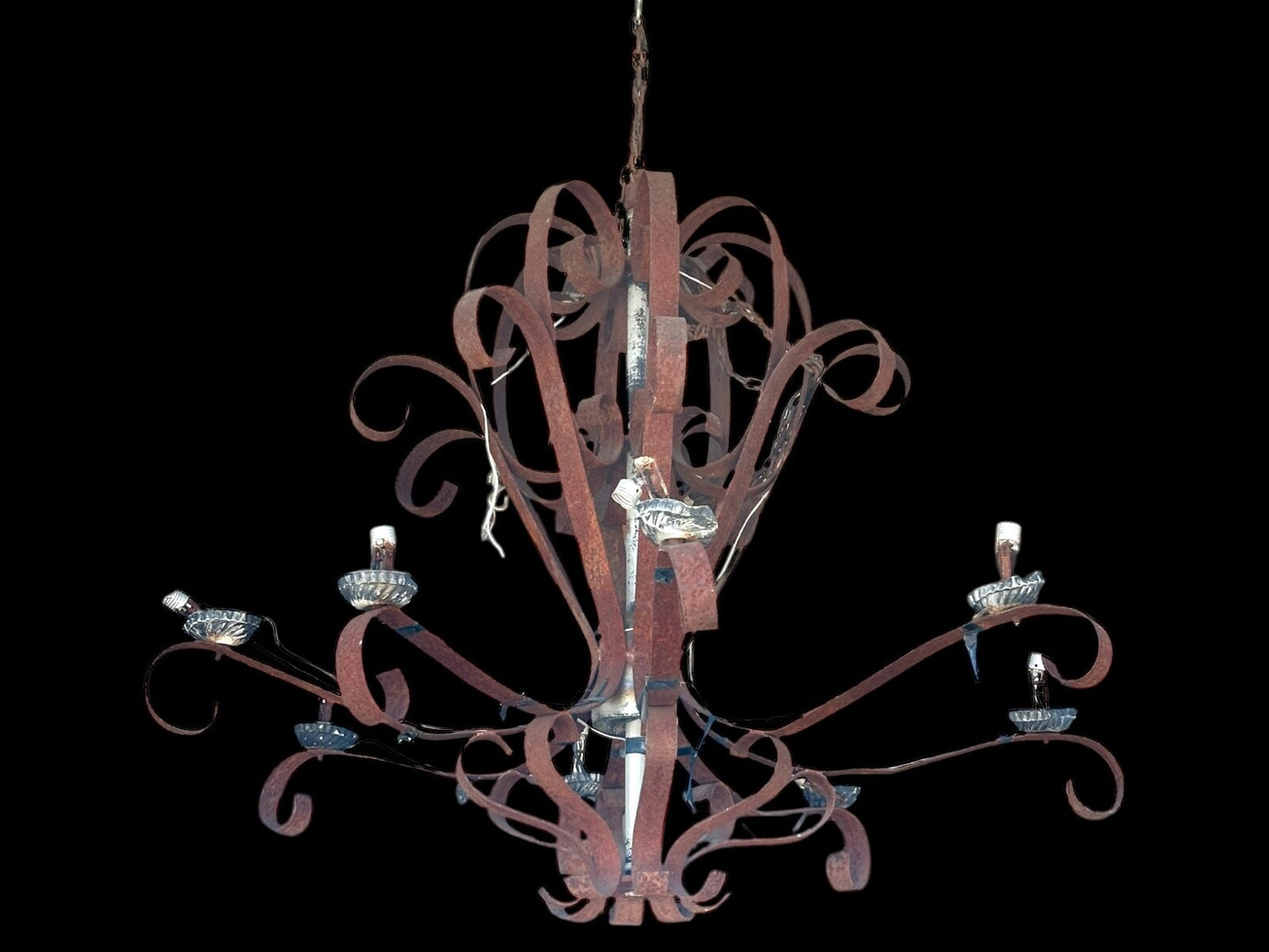 Rustic Iron Scrolled 8-Light Outdoor Chandelier GA20105