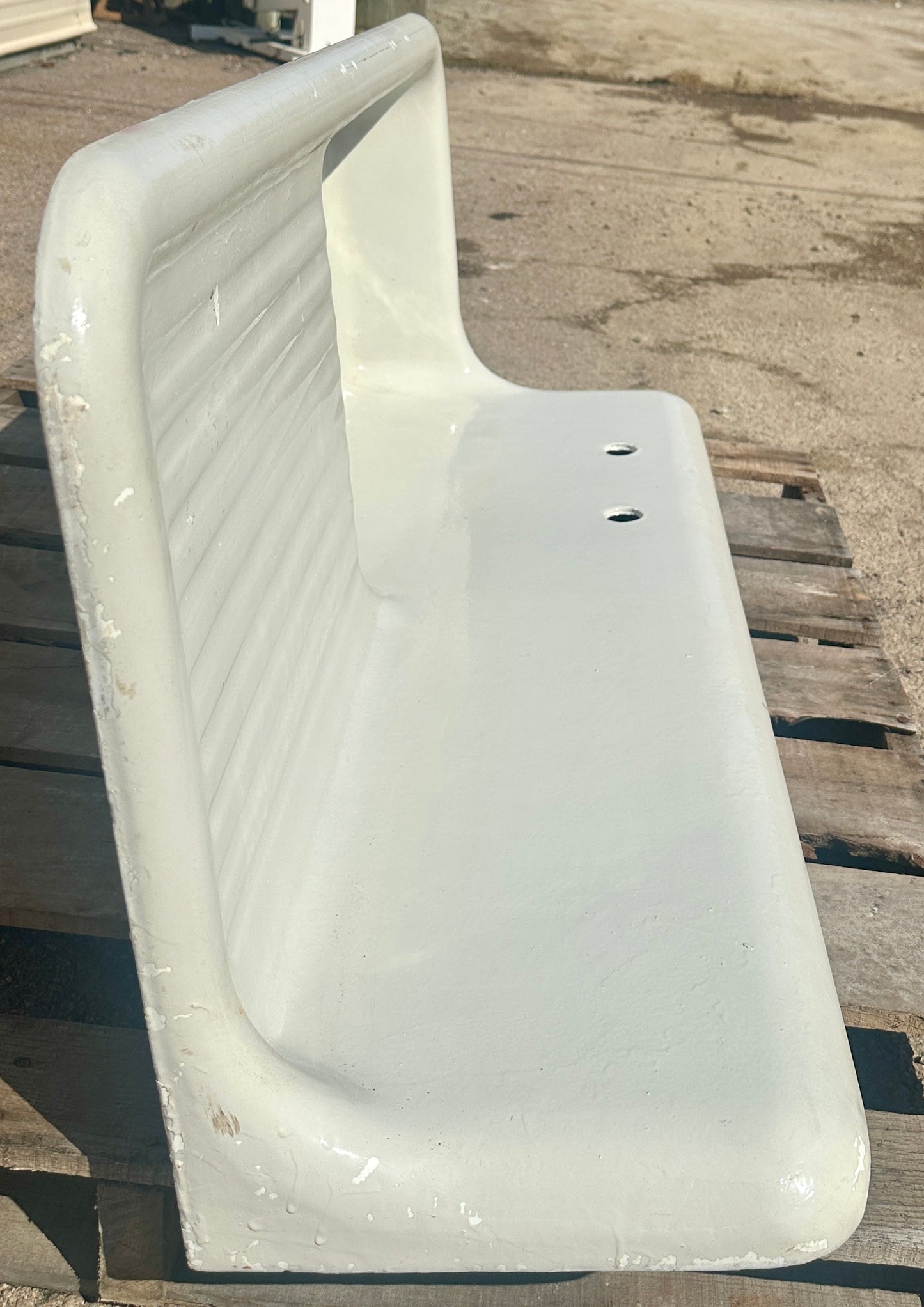 Vintage Cast Iron Wall-Mount Farmhouse Sink w/ Drainboard GA20797