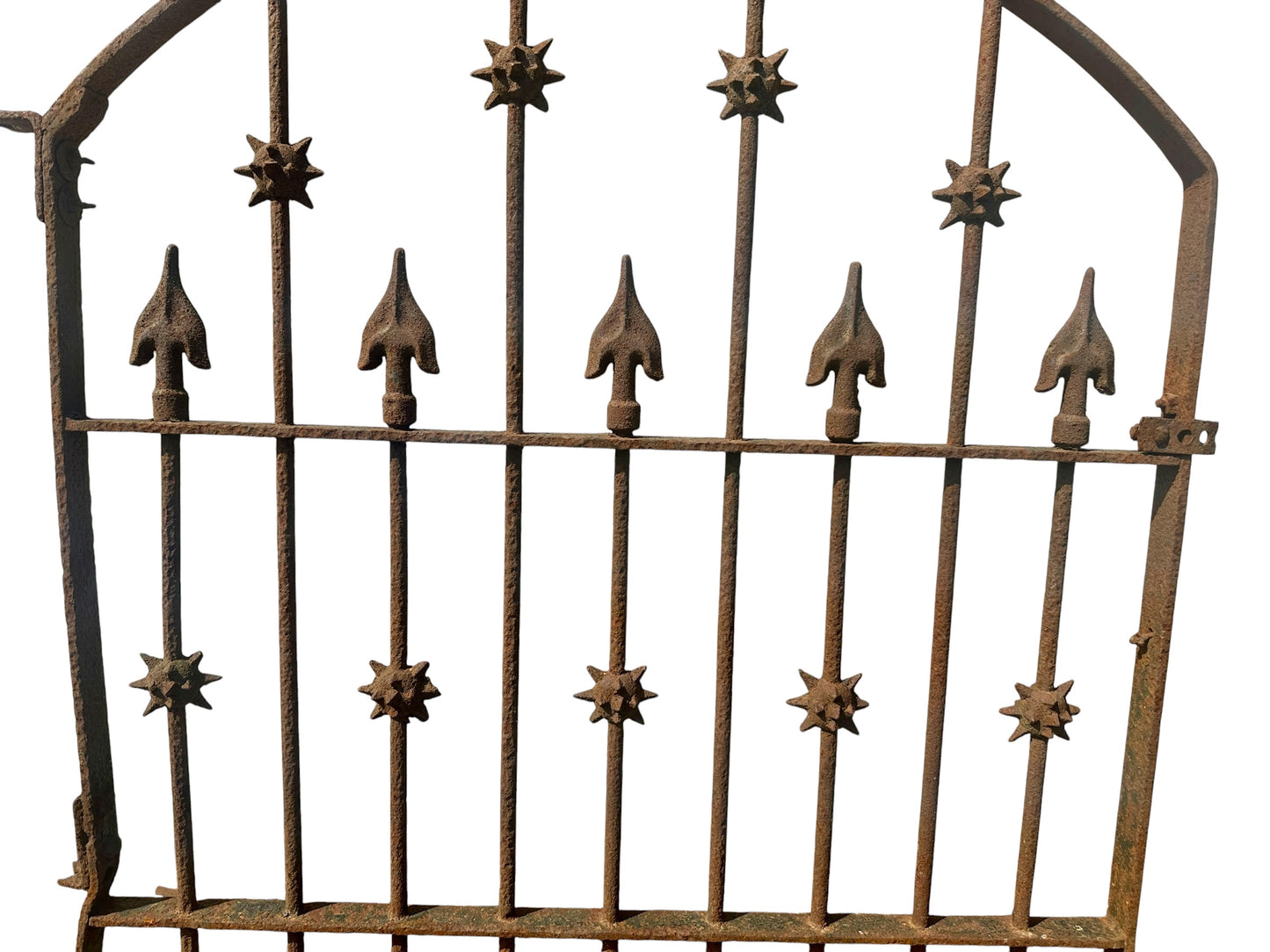 Antique Wrought Iron Gate w/ Arrow and Spike Finials - 33" W x 38.5" T - GA20969