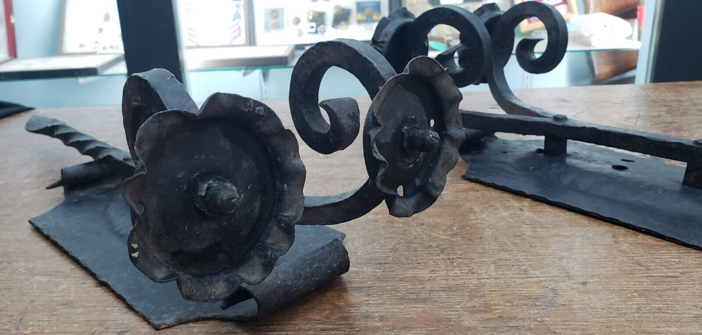 Pair of Unique Wrought Iron Double Candle Wall Sconces 19" Tall x 8" Wide GA9823