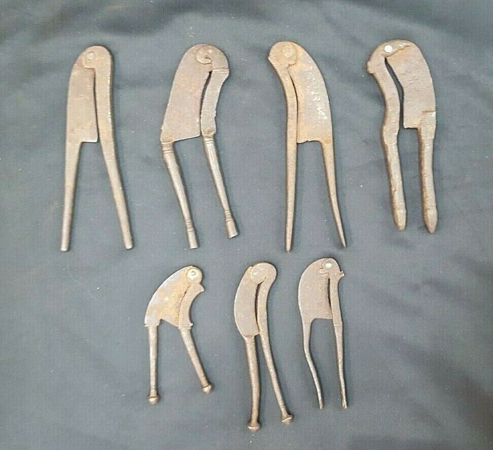 Set of 7 1800's Betel Iron Nut Cutters