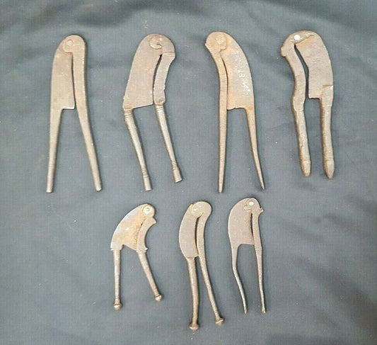 Set of 7 1800's Betel Iron Nut Cutters
