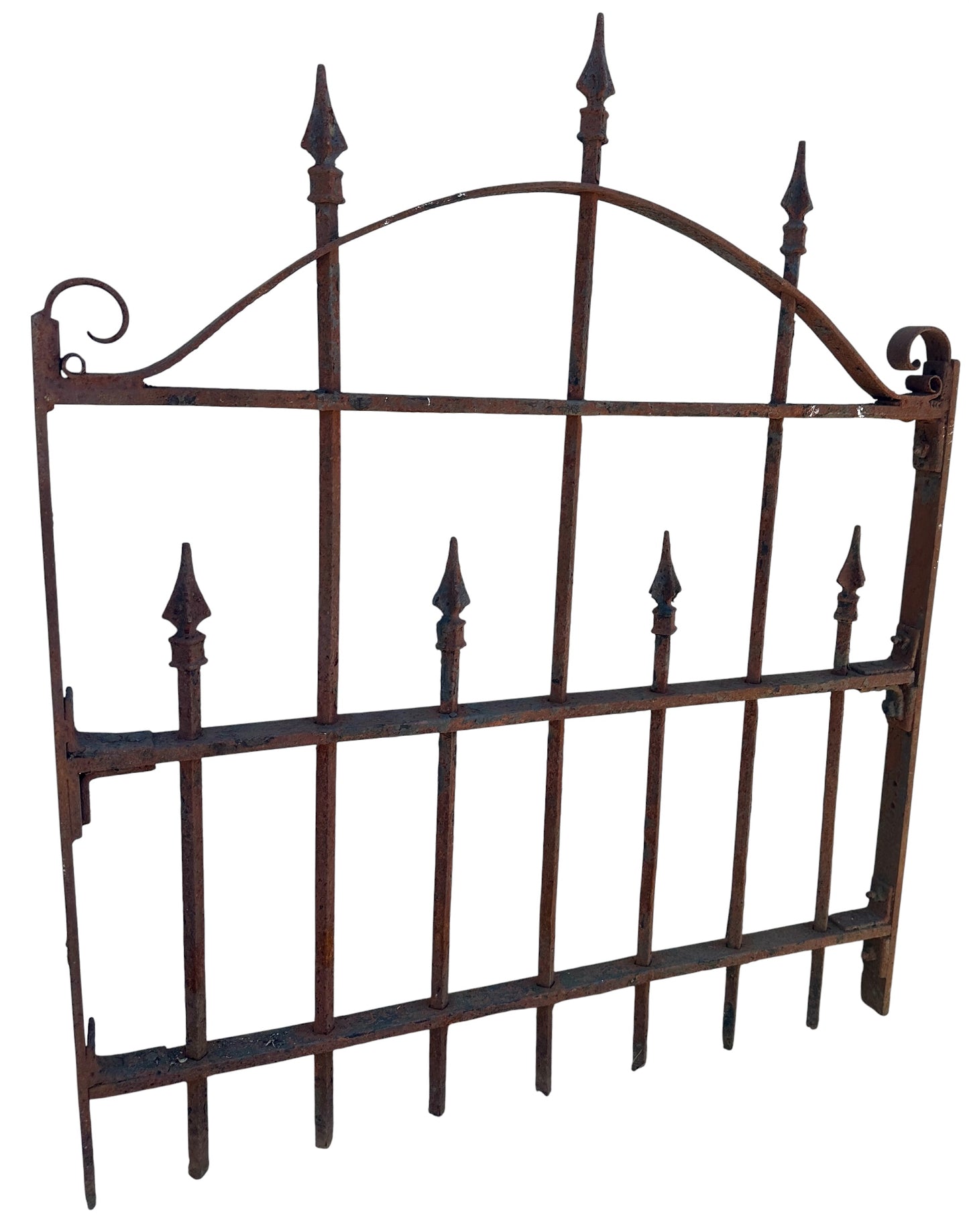Antique Wrought Iron Garden Gate w/ Arrow Finials - 33" W x 39" T - GA21018