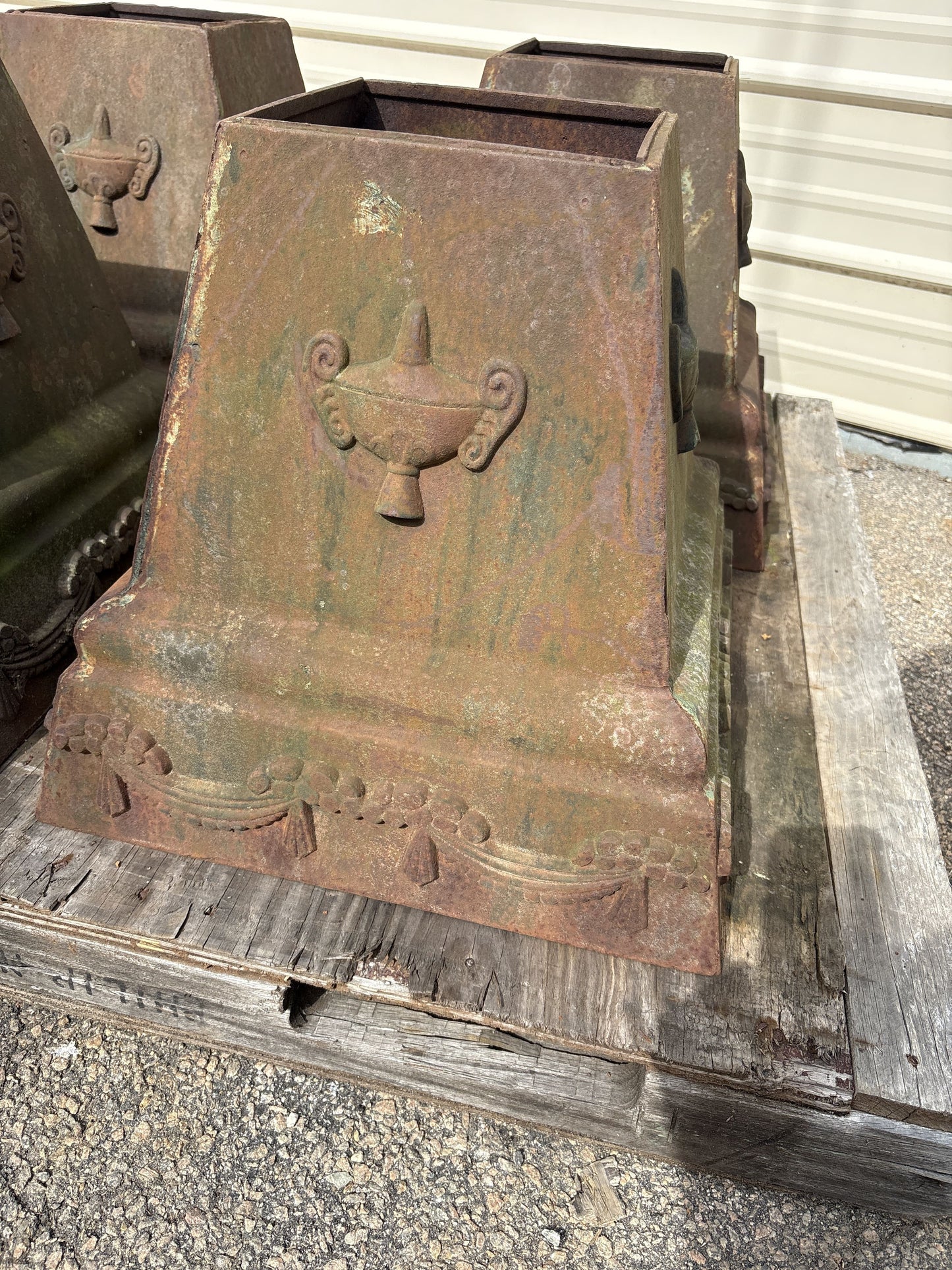 Ornate Cast Iron Urn Bases - 4 Available GA20461