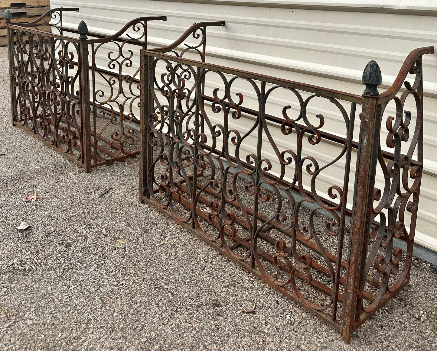 Antique Iron Three-Sided Balcony Railing Pair GA20525