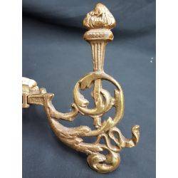Set of Two Cast Iron Large Ornate Design Hall Tree Double Hooks #GA 12