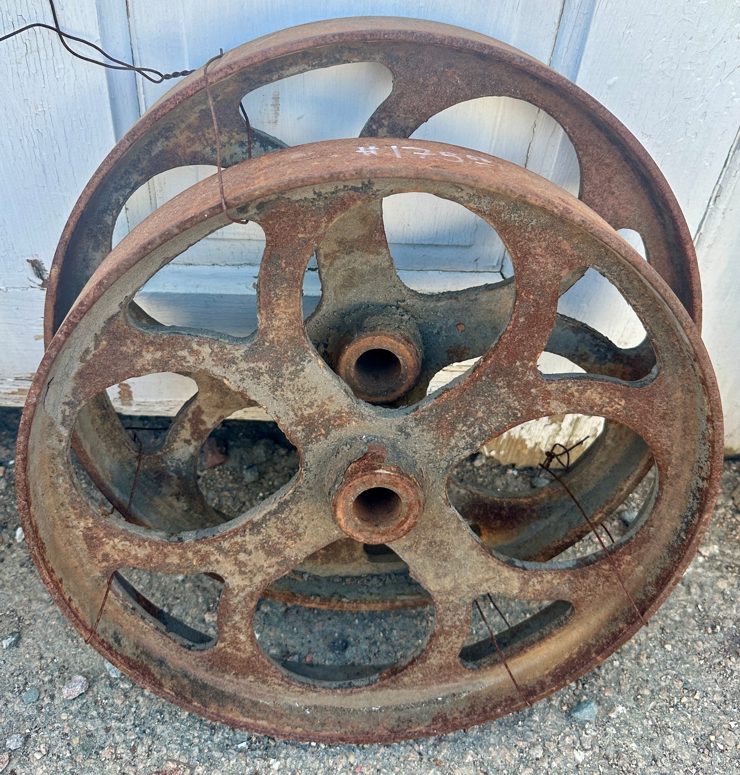 Pair of Industrial Cast Iron Cart Wheels GA20923