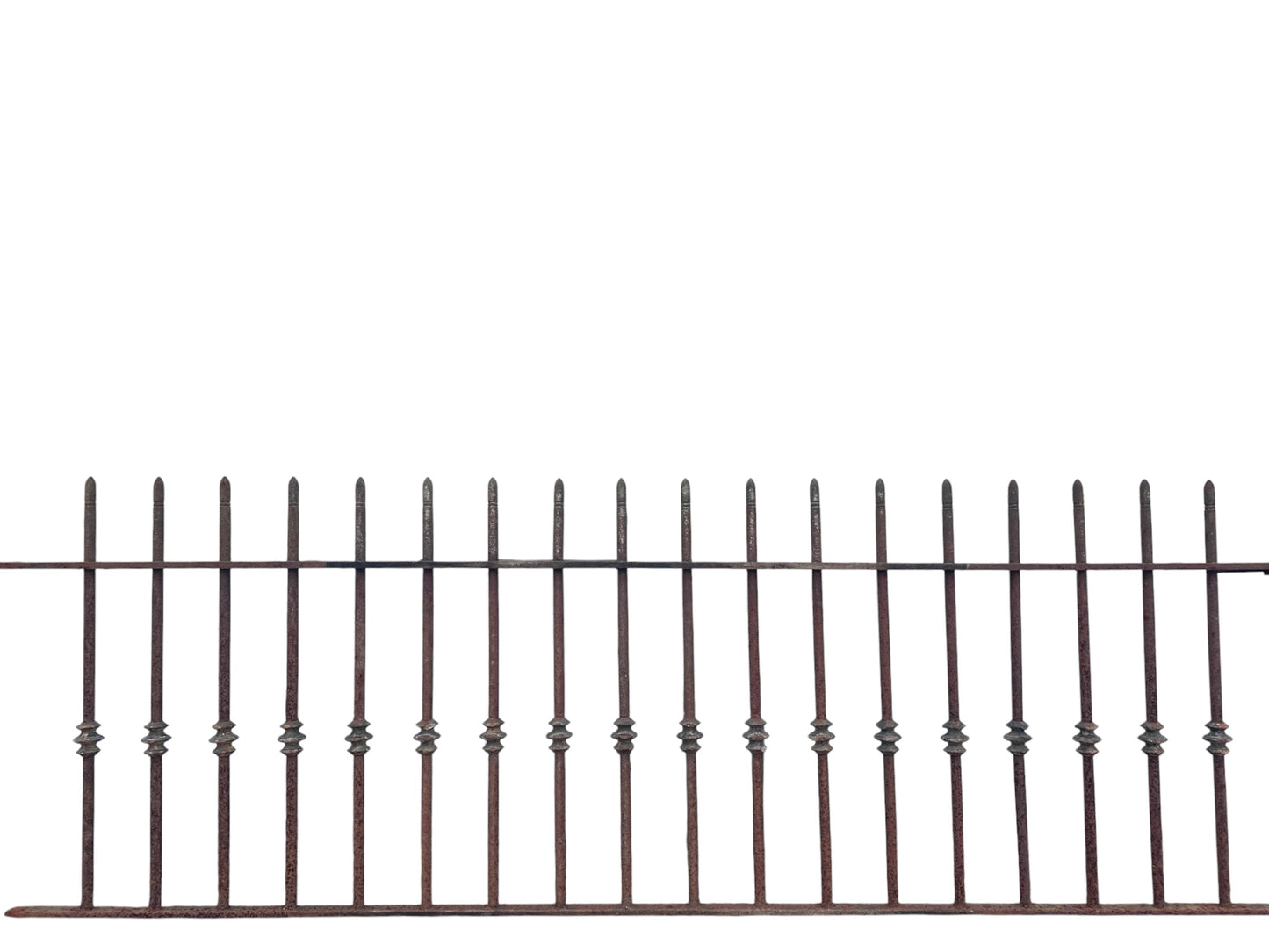 31' Ft of Antique Iron Picket Fencing w/ Lead Ornamental Knuckles GA21057