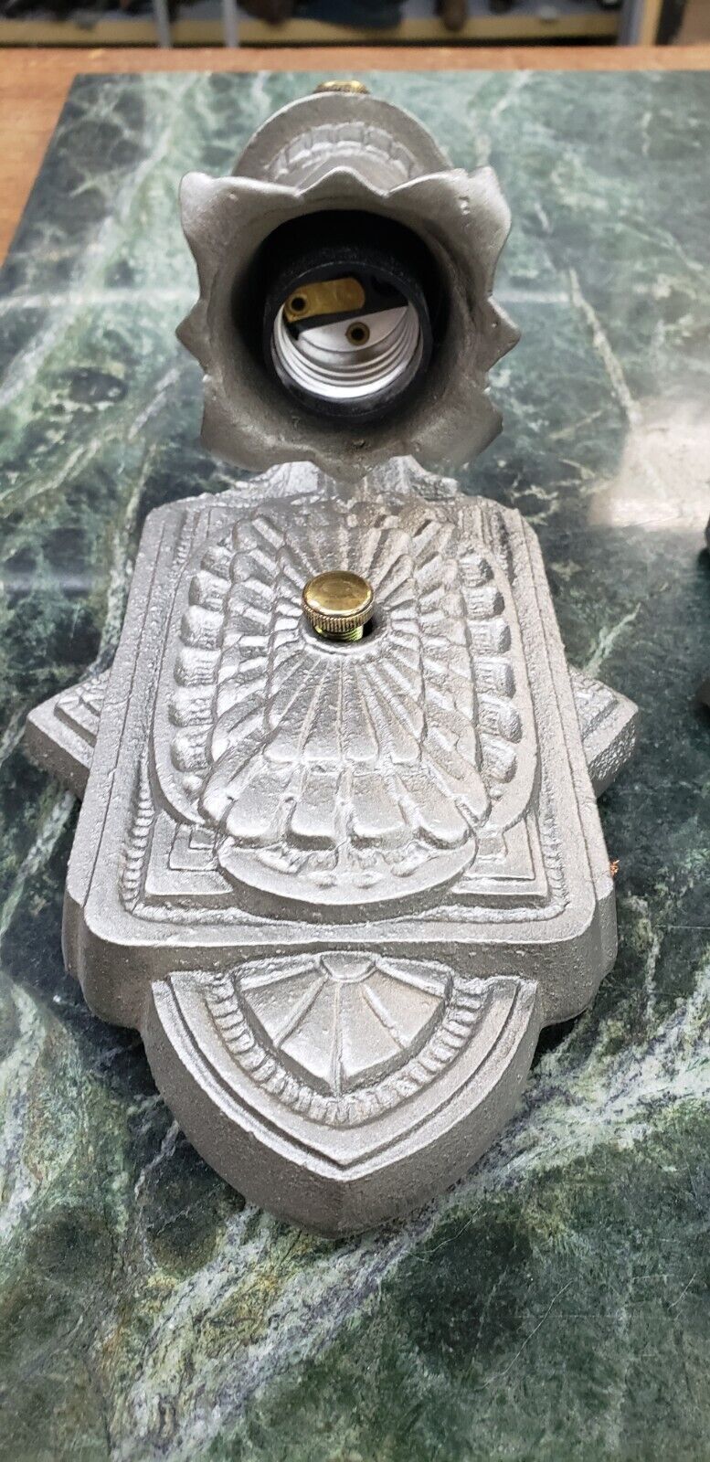 Pair of Completely Restored Art Deco Cast Iron Sconces 9 1/2" x 4 3/4" GA9867
