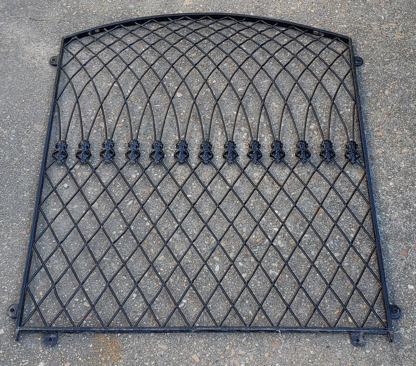 Restored Ornate Arched Top Wrought Iron Gate Panel 37" Wide x 45" Tall GA9869