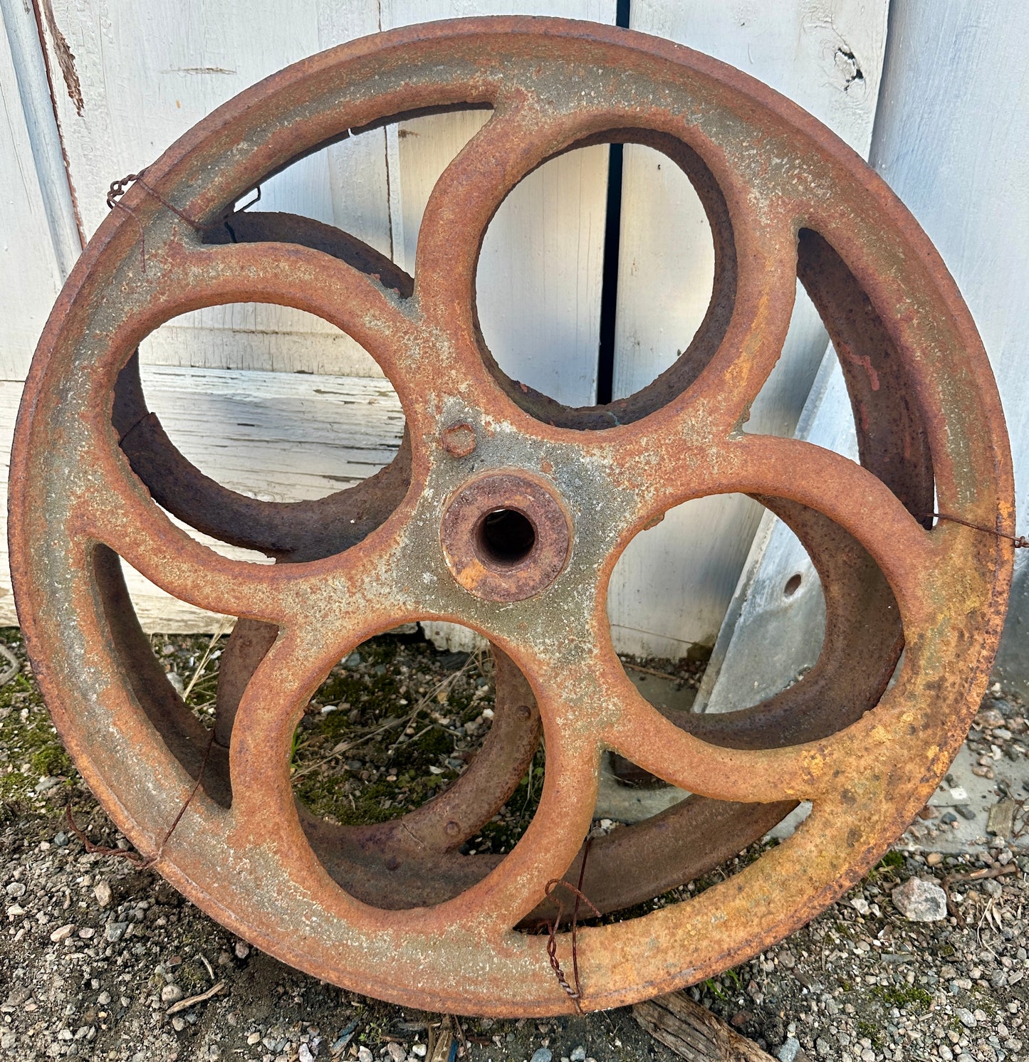 Pair of Industrial Cast Iron Cart Wheels GA20925
