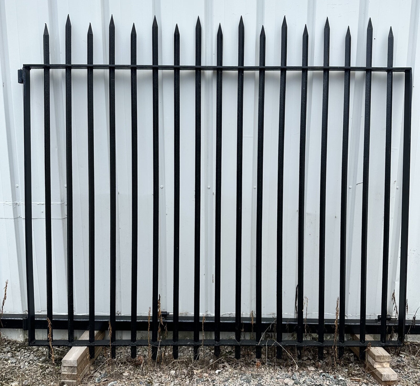 Painted Iron Driveway Gate Pair w/ Spear Top Finials GA20155