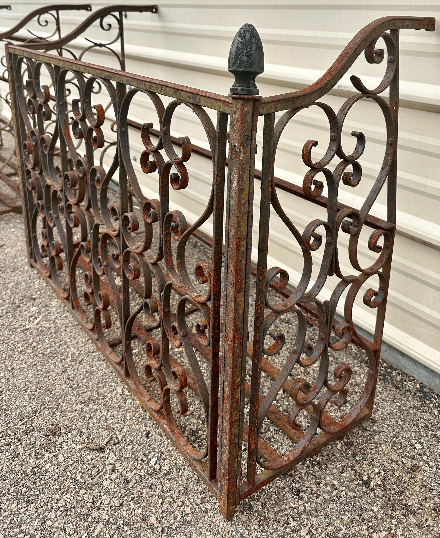 Antique Iron Three-Sided Balcony Railing Pair GA20525