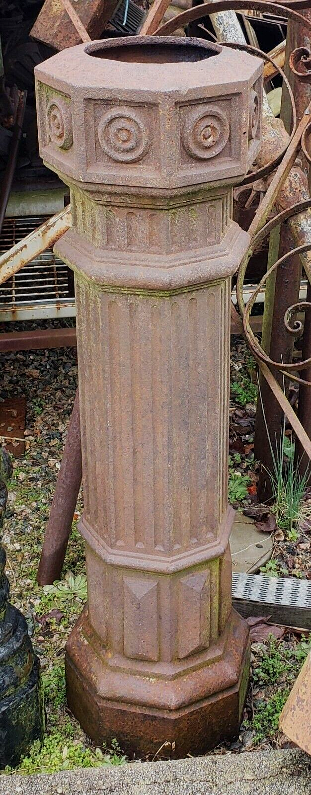 Octagon Shaped Cast Iron Fluted Newel Post 38" x 11" GA9783