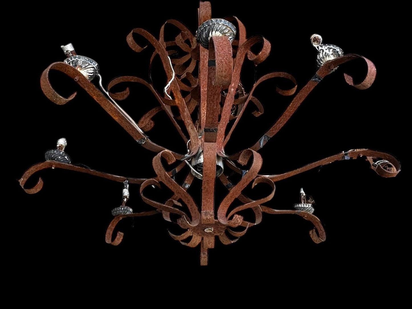Rustic Iron Scrolled 8-Light Outdoor Chandelier GA20105