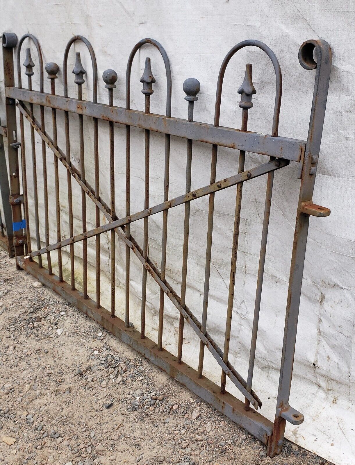 Pair of Hairpin Cross Hatch Wrought Iron Gates 115” x 37" (9’7” W x 37”H) GA9476